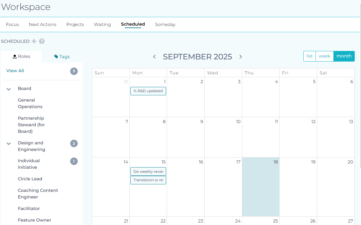 Image showing the Scheduled calendar view