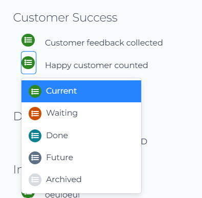 Image showing dropdown statuses